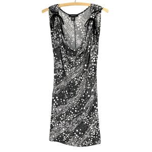 Women's Designer V-Neck Geometric Abstract Black & Cream Mini Dress by Arden B.